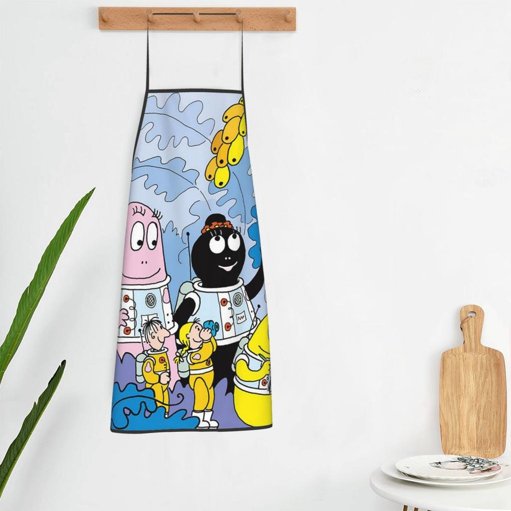 DE Kleine Dikke Barbapapa Cartoon TV Show Aprons Chef Cooking Baking Tablier Bib Kitchen Cleaning Pinafore for Unisex Gardening