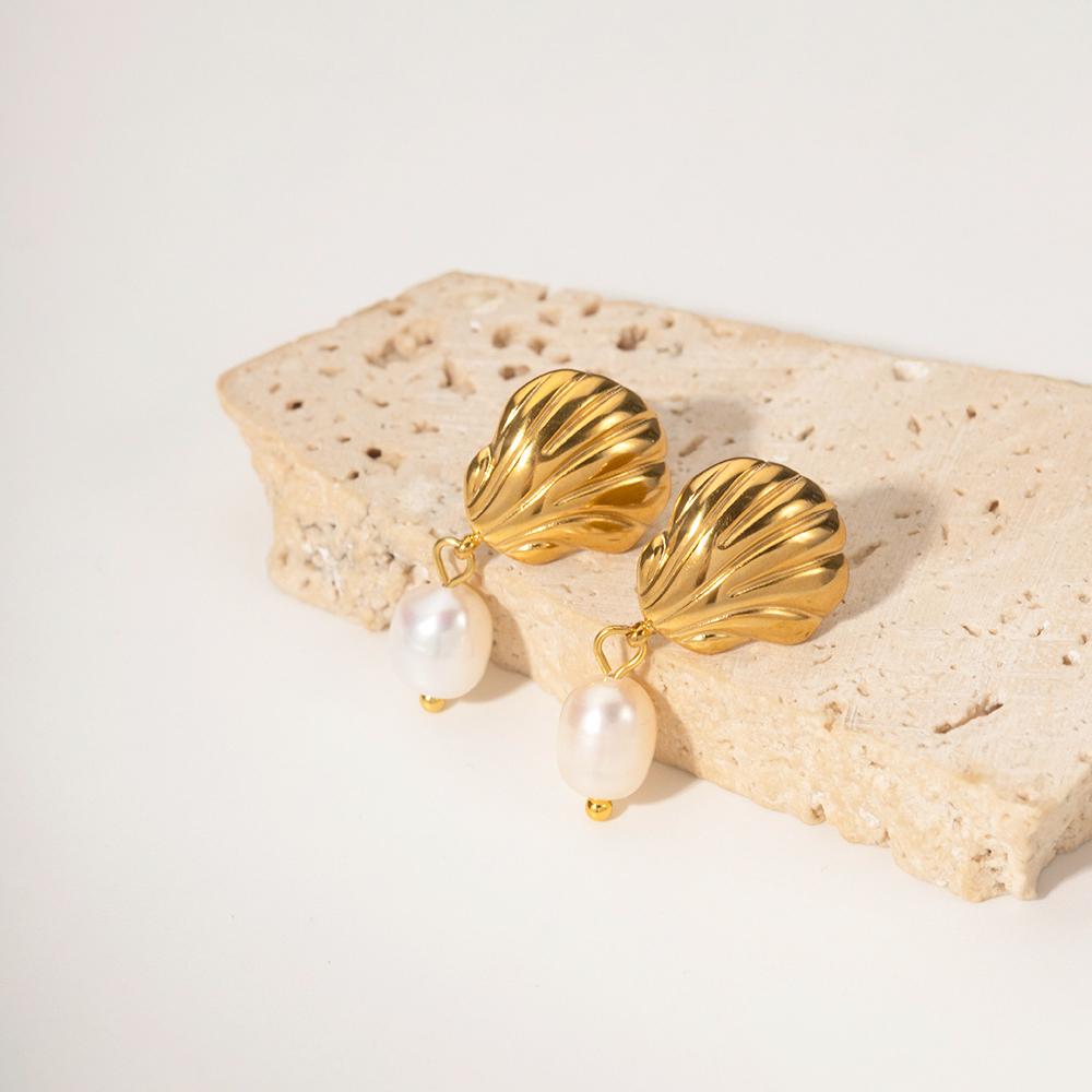 Youthway пляжные ракушки натуральные пресноводные жемчужные серьги для женщин золотого цвета party темперамент водонепроницаемые украшения