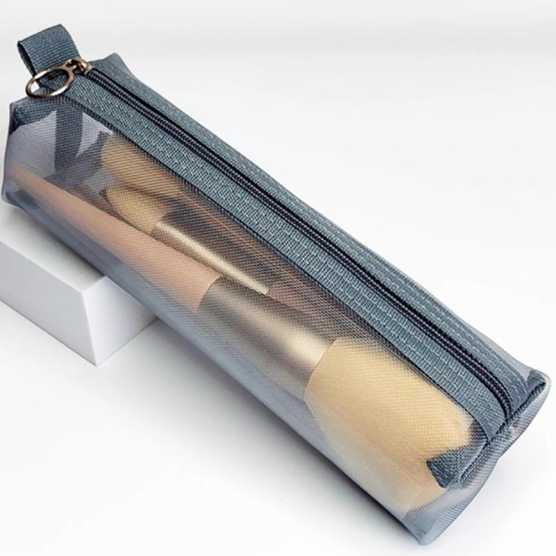 Косметичка, губная помада, сумки для хранения кистей для макияжа, студенческий прозрачный сетчатый пенал, дорожный косметический органайзер для женщин