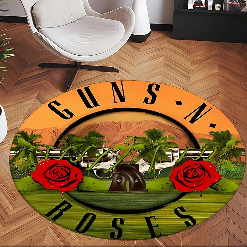 Guns N Roses (1) Круглый офисный ковер Декоративный напольный ковер для офиса, спальни, гостиной и домашнего пространства