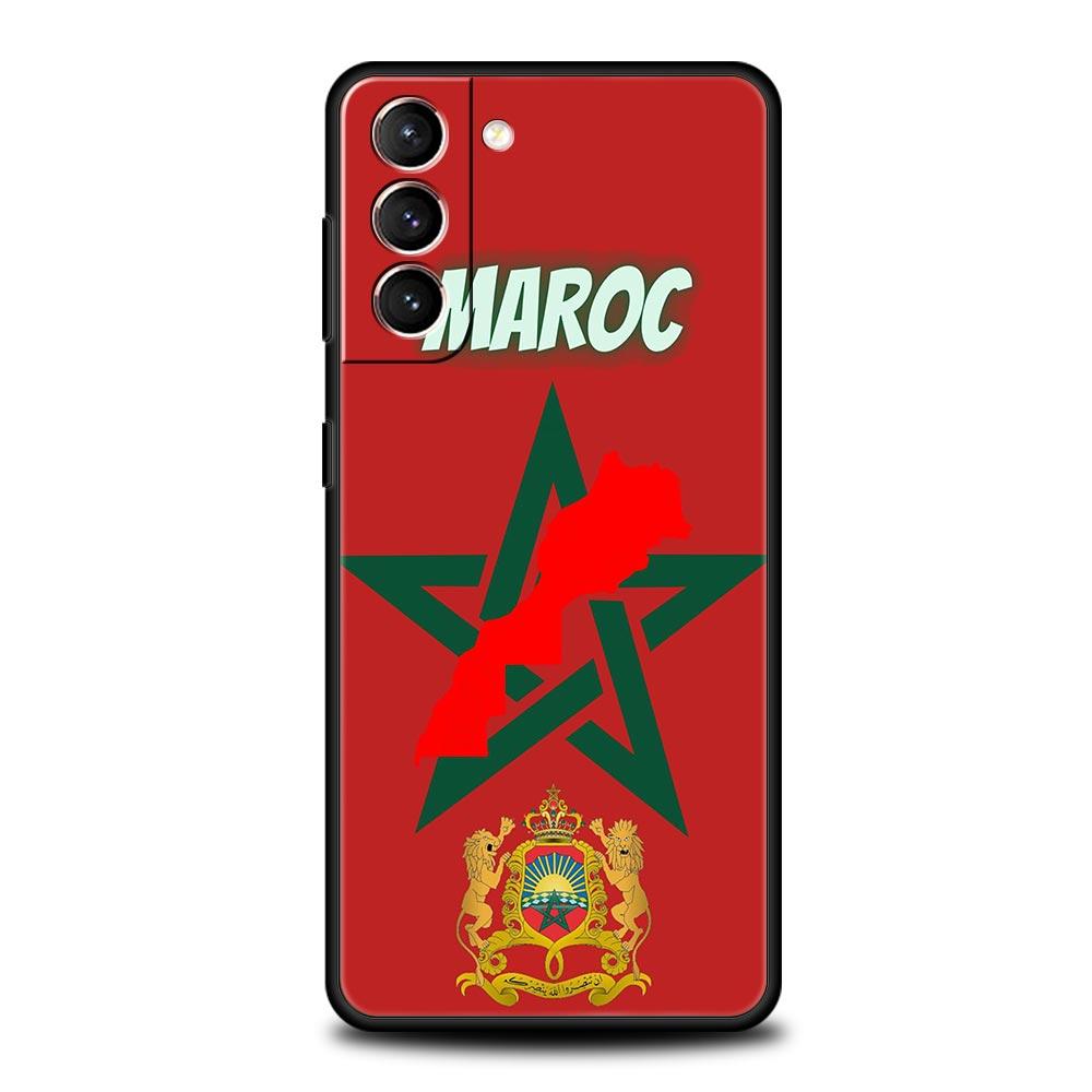 Марокканский Флаг Марокко Паспорт Марокко Чехол для Телефона Для Samsung Galaxy S26 Ultra S25 Plus S24 FE S23 S22 5G S21 S20 Черный Мягкий