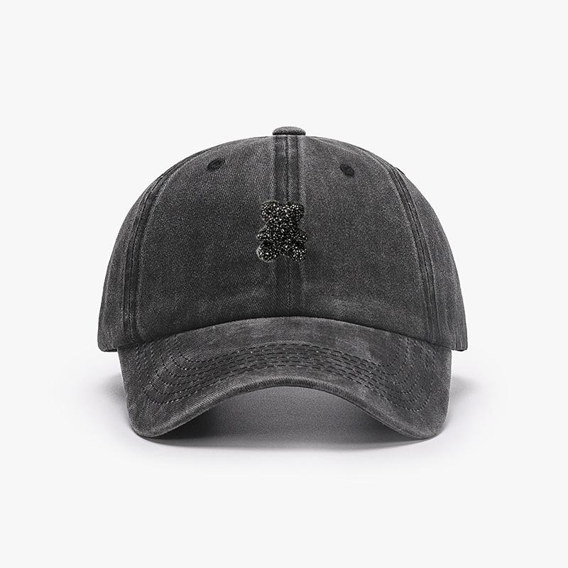 Cute teddy bear baseball cap, retro style, men's and women's adjustable outdoor travel hiking duckbill cap