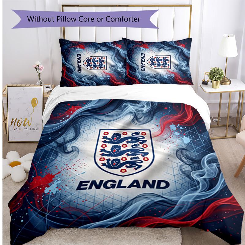 England Football Printed Bedding 3 Piece Set Cozy Breathable Bed Cover Set as Housewarming Holiday Gift