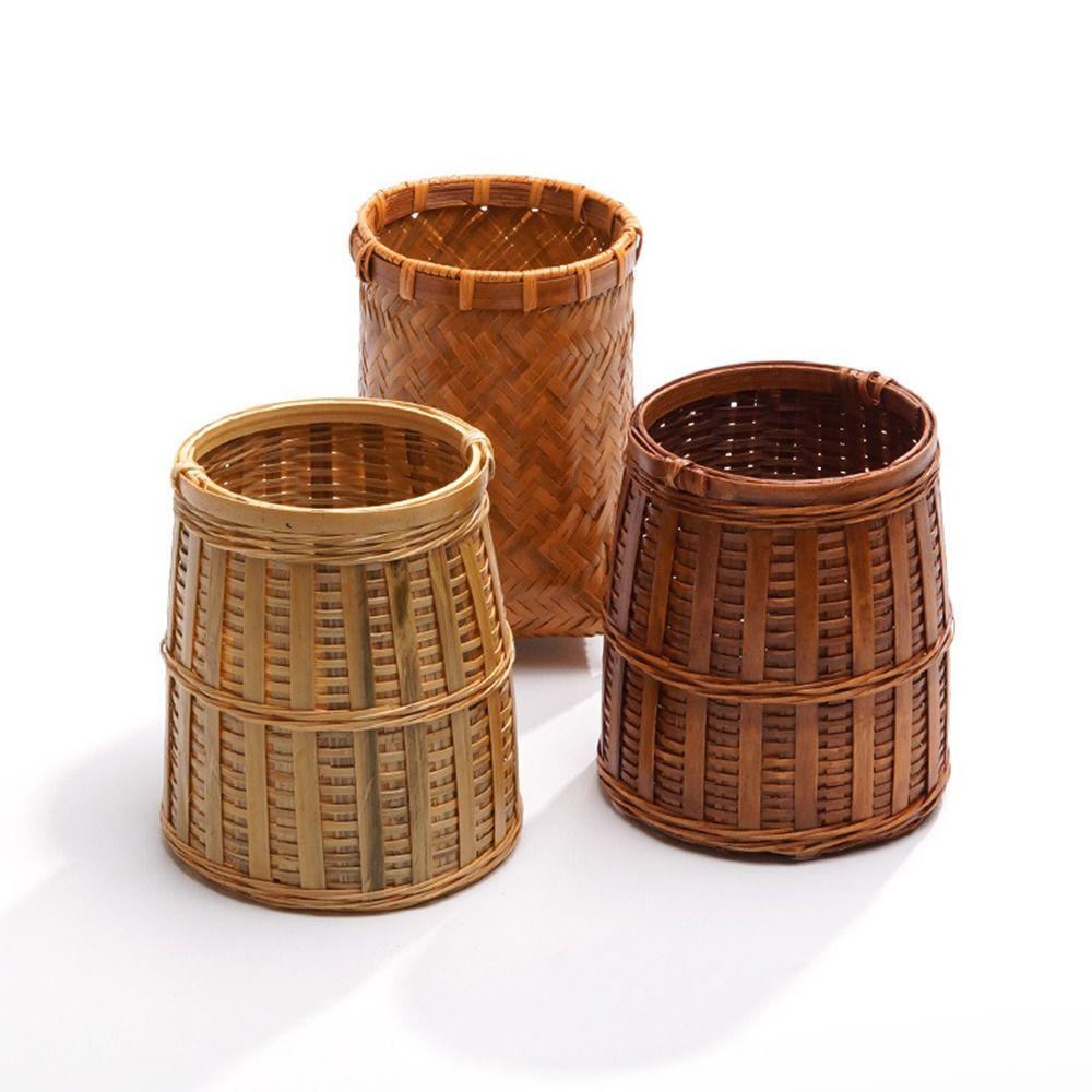 Natural Tea Ceremony Display Baskets Handmade Pencil Holder Multipurpose Makeup Brush Holder Home