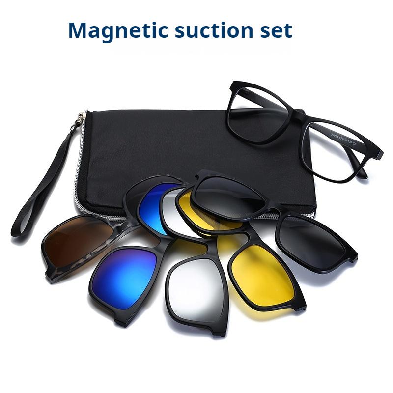 6In1 Tr Magnetic Frame Sunglasses Tr Hanging Frame With Interchangeable Lenses For Men And Women Sunglasses