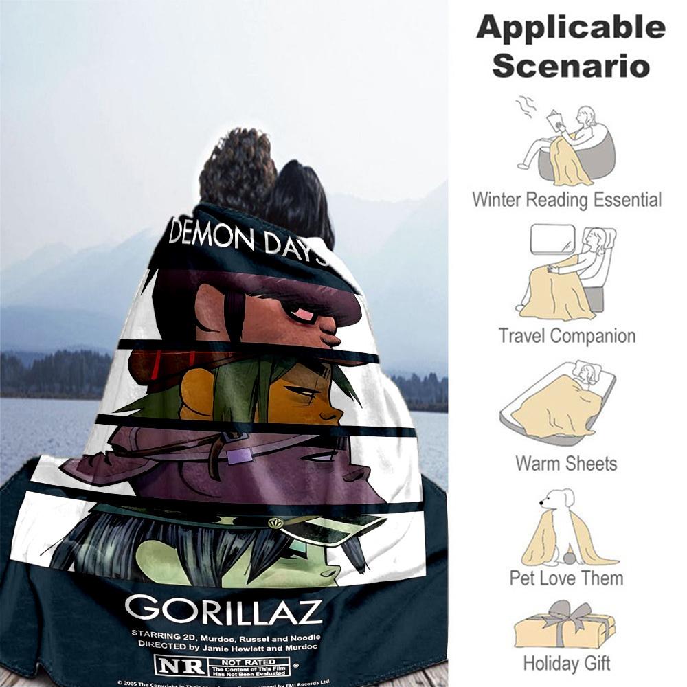 1 шт. Плед Gorillaz Demon Days для улицы, легкий фланелевый, для использования в любое время года, для дивана, кровати, путешествий, кемпинга, гостиной, офиса, дивана032