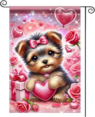 Valentine Garden ag Valentine's Day ag Puppy & Heart Pattern, 12x18 Inches XXQ