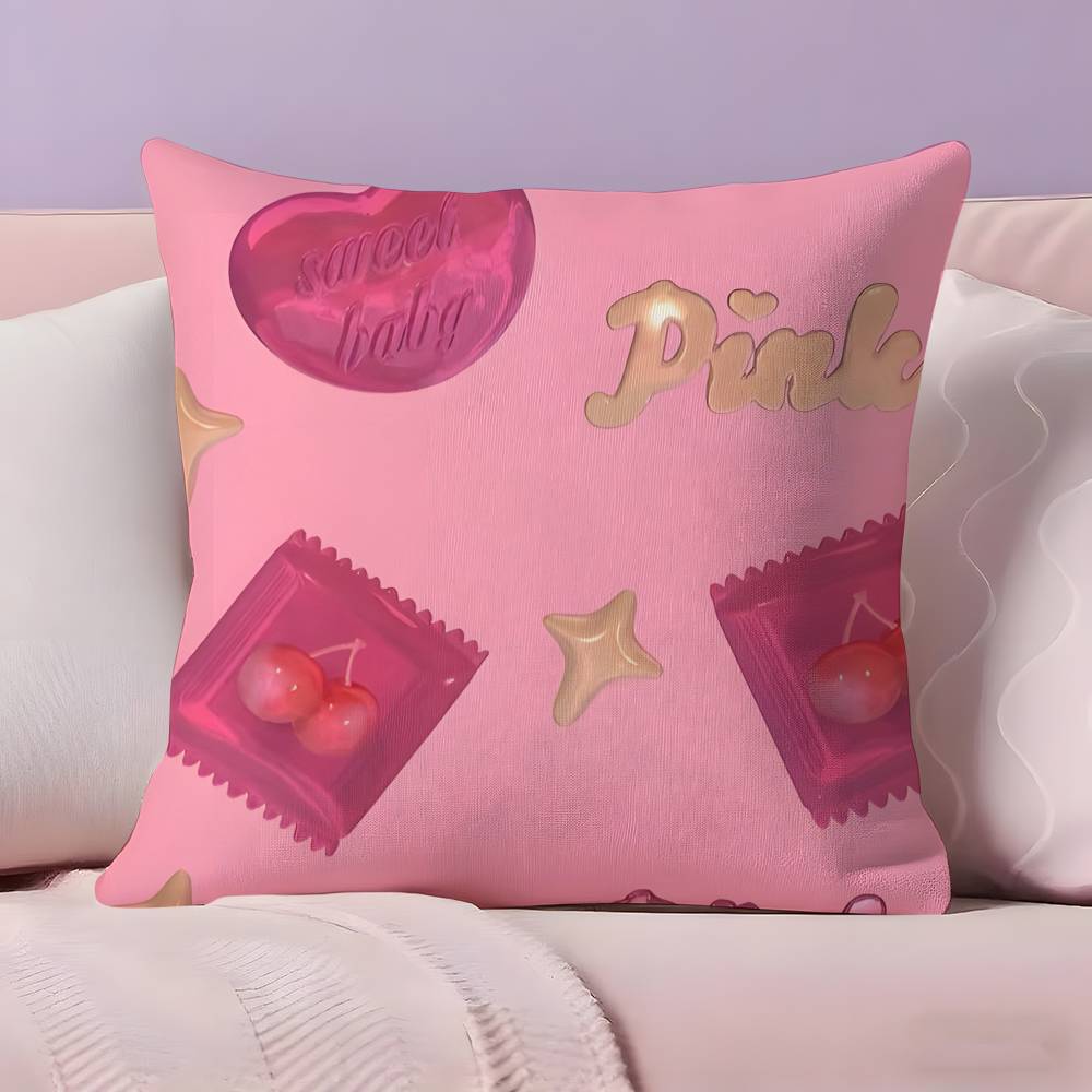 sweet pink candy Pillow Case Ultra Soft Skin Friendly Fabric Cloud Like Comfort & Concealed Zipper