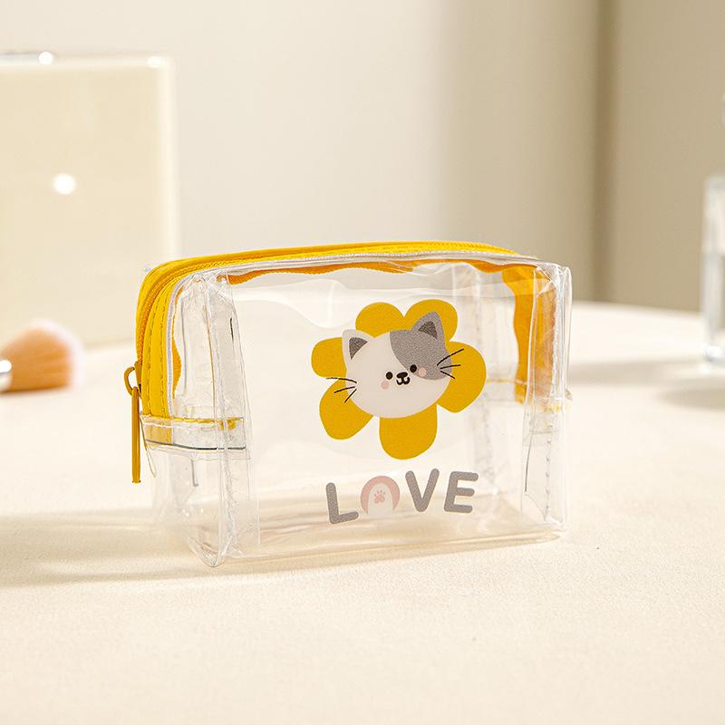 Мини-прозрачный кошелек для монет из ПВХ, водонепроницаемая сумка для наушников, мультяшная сумка для помады с животными, портативный чехол для ключей