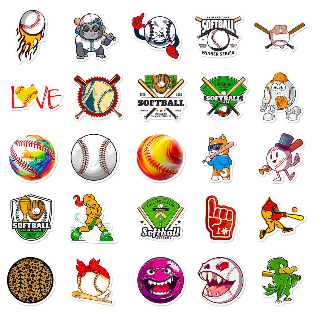 50 Sheets Of Baseball And Softball Nordic Style Independent Personality Diy Decorative Stickers Waterproof Gooka Stickers