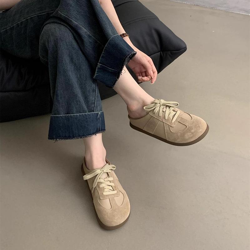 Тапочки Baotou, женская летняя одежда, ретро-обувь для моральной подготовки, женская толстая подошва без каблука и одна педаль, ленивая обувь