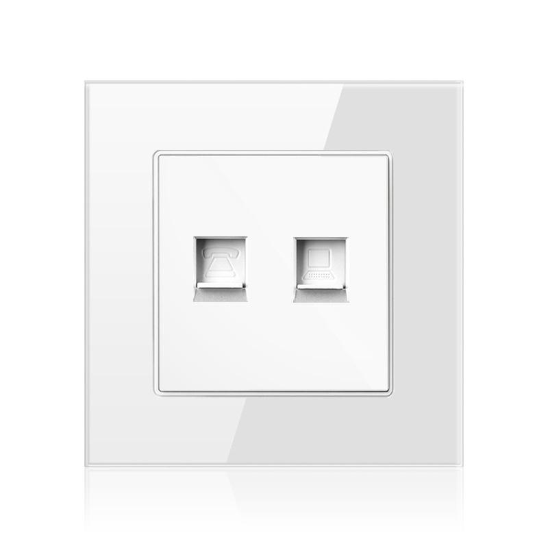 Cat6 Rj45 настенная розетка сетевая розетка с телевизором настенная двойная розетка для передачи данных телефонная панель из закаленного стекла настенная компьютерная сетевая розетка