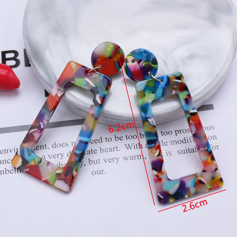 New Wine Red Geometric Hanging Earrings for Women Metal Pendants Dangle Earrings Red Exaggerated Drop Earrings aretes