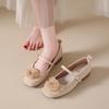 Large Size Women's Shoes 41-43 French Flower Mary Jane Shoes Women's Shallow Mouth Low Heel with Skirt New Chinese Ballet Shoes