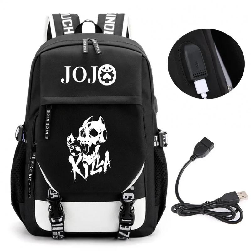 Аниме JOJO Джонатан Джостар Золотой Опыт Рюкзак Школьный с USB-портом Отделением для ноутбука для Мальчиков Девочек Дорожная сумка