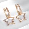 Fashion Glossy  Gold Color Star Dangle Earrings For Women Paved Natural Zircon Accessories Daily Fine Jewelry