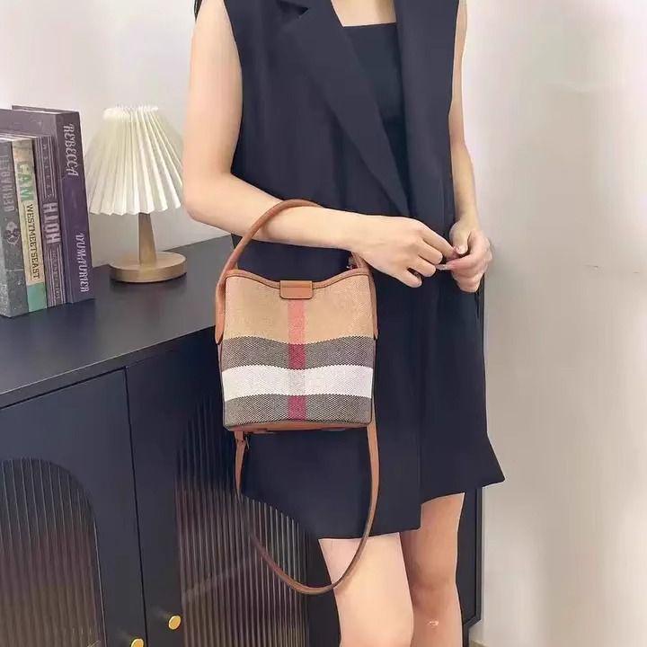 Универсальная женская клетчатая мини-сумка-ведро из холста для мамы и ребенка - 2025 Сумка на плечо и через плечо.