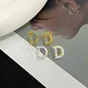 Personalized Tang Grass Pattern Letter D Ear Button Women's Fashion Gold Temperament Contrast Color Design Ear Decoration