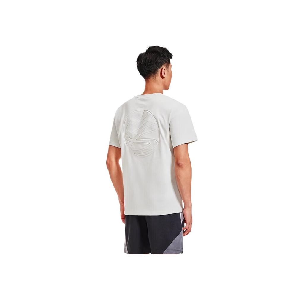 Under Armour Футболка мужская с коротким рукавом и принтом из однотонного повседневного свободного свитера с круглым вырезом и логотипом Curry Series Clay-White 1383378-114