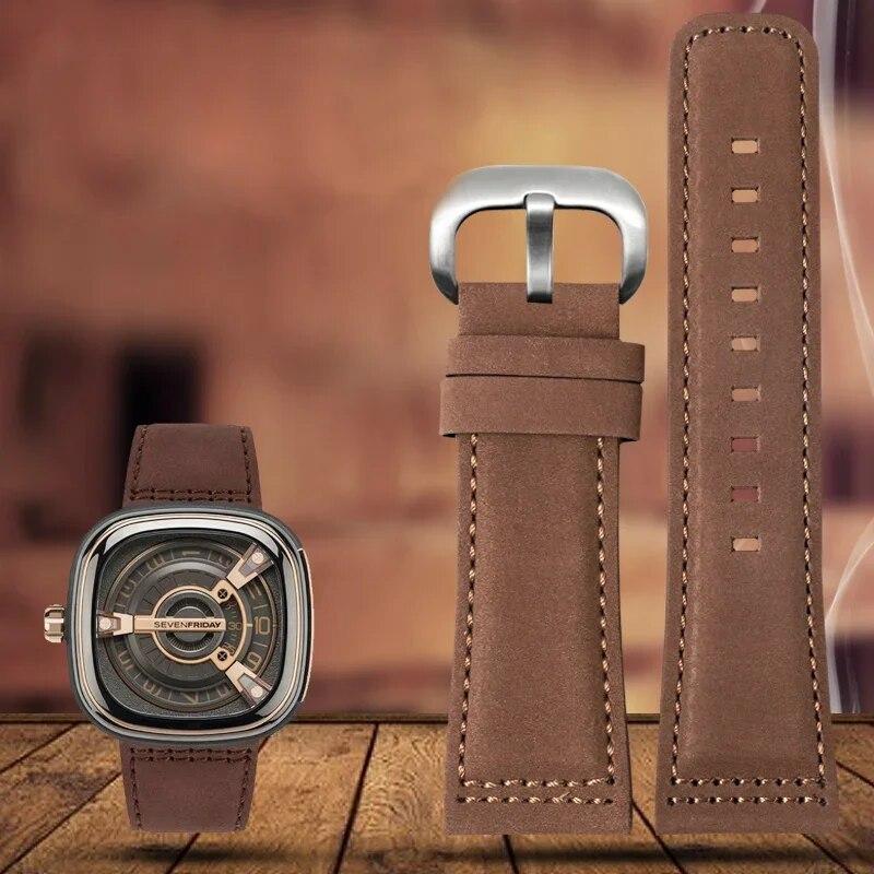 Ремешок для часов из натуральной кожи для SevenFriday, мужской ремешок для часов Q203 M203 P1 P2 S2 M2 Q2 03 01 02, коричневый, синий, воловья кожа, 28 мм