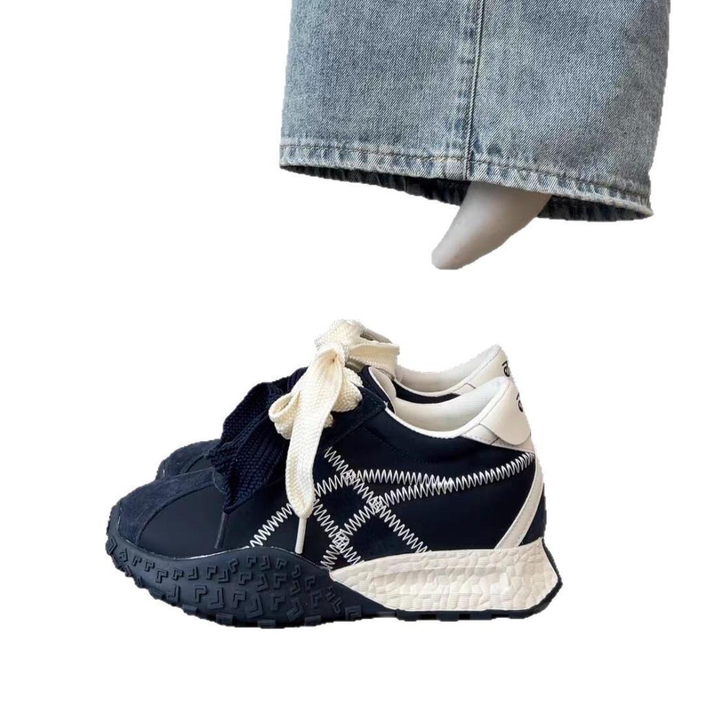 Повседневные туфли Forrest Gump на толстой подошве, в сочетании цветов, для маленьких мужчин, новинка весны 2025 года, модные туфли для моральной подготовки с внутренним увеличением высоты на платформе для женщин