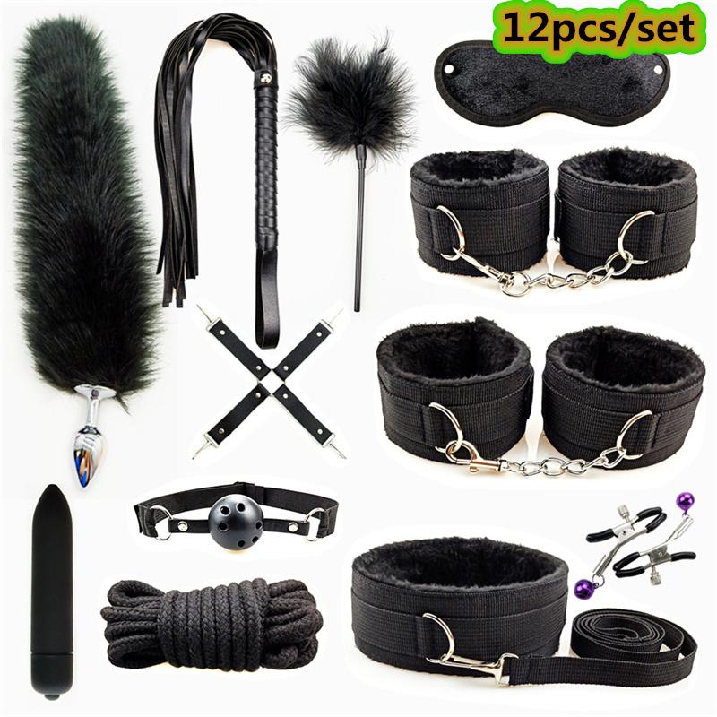 Adults Products Leather Sex Toy Kit Handcuffs Bondage Set Sex Games Bdsm Adult Toys Exotic Accessories Sex Toys for Couples