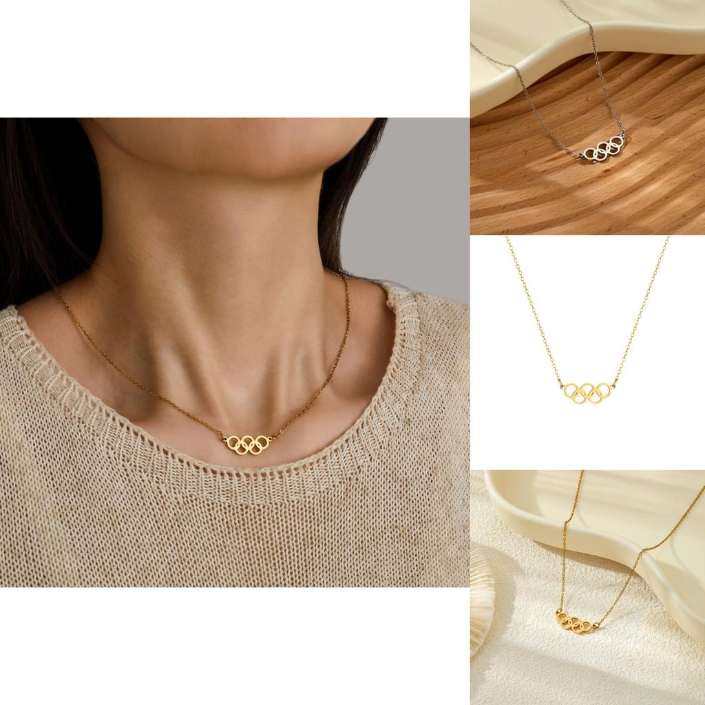 Модное ожерелье-подвеска с пятью кольцами из 18-каратного золота и серебра из титановой стали для шикарной повседневной носки