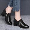 Lady Fashion Comfort Stylish Boots Women Classic Pointed Toe Black PU Leather Lace Up Shoes