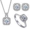 925 Sterling Silver Suit Necklaces Simulated Flash Mosang Diamond Earring Women's Pendant Ornaments