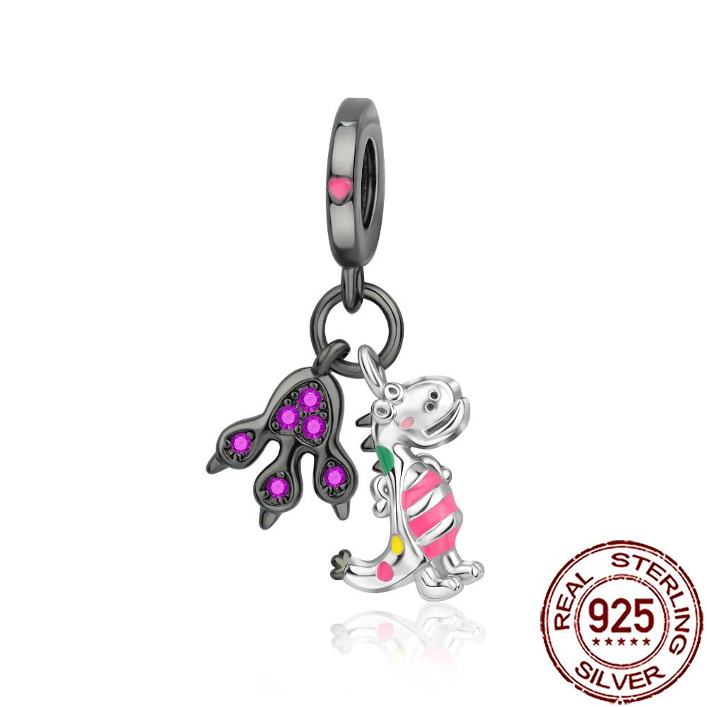 New Charms 925 Silver Cat Dog Flamingo Chameleon Axolotl Animal Beads Fit Bracelet Necklace Women DIY Jewelry