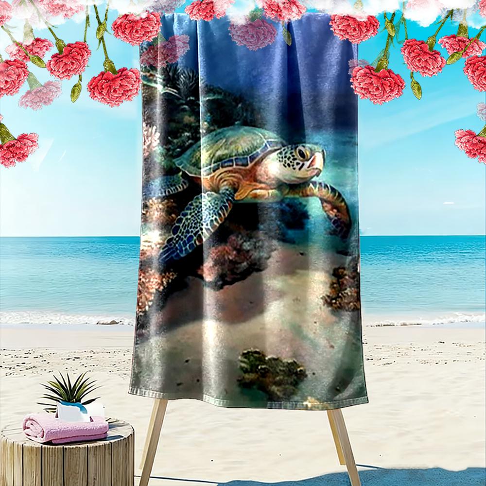 Sea Turtle Underwater Ocean Scene Beach towel quick-drying for travel outdoor sports jogging beach and swimming