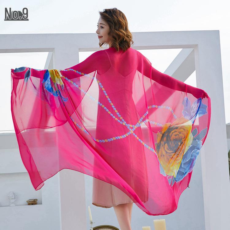 Women's Chiffon Scarf - Lightweight, Printed Sun Protection for Spring, Summer, Fall - Versatile Beach Shawl