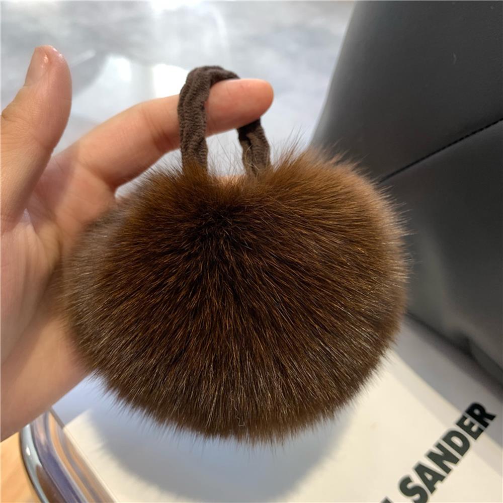 1pcs Fox Fur Pompom Hair Rope Ponytail Hair Holder Women Fashion Headdress Hair Bands DIY Girls Gift Fur Ball Hair Accessories