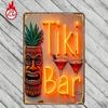 Неоновая вывеска Tiki Bar 8x12 2D Металлическое настенное искусство Тропические напитки Декор Tiki Mug для Ресторана Бара Дома