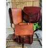 Goat Leather Messenger Handmade Brown Shoulder Satchel Bag ( Free Sling Brown 2 Bag Size - 9 X 7 X 3 In )