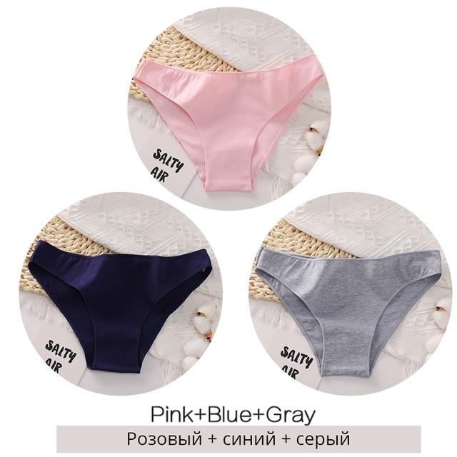 FINETOO 3PCS/Set M-XXL Panties Women Cotton Lingerie Woman Underwear Sexy Femme Underwear Girls Underpant Panty 7 Solid Colors