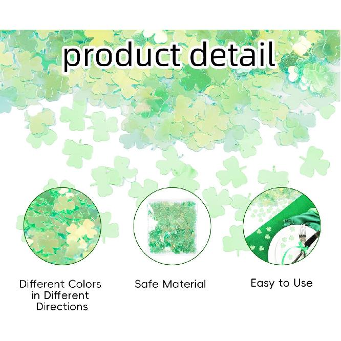 1500pcs/50g Shamrock Confetti Decorations,Iridescent Shamrock Table Confetti Green Glitter Lucky Clover Shamrock Sequin for St. Patrick's Day Party