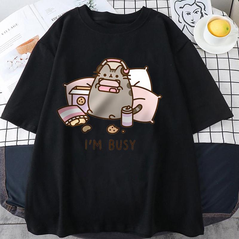 Новый Извините, я занят Кот играет в игры в наушниках Мужская Женская Футболка Высокое Качество Брендовая Одежда Свободные Футболки Топы Пара