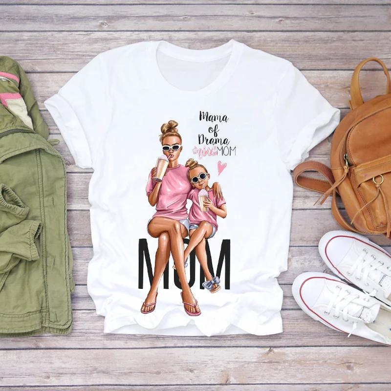 Mama Girl Graphic Print Women T Shirt Casual Harajuku Y2K Tops Tee Crewneck Short Sleeve Lady Clothes