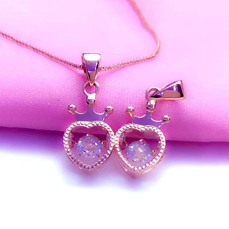 Exquisite Russian Purple Gold Shiny And Smart Radish Peach Heart Pendant Rose Gold Plated Crown Love Pendant Jewelry