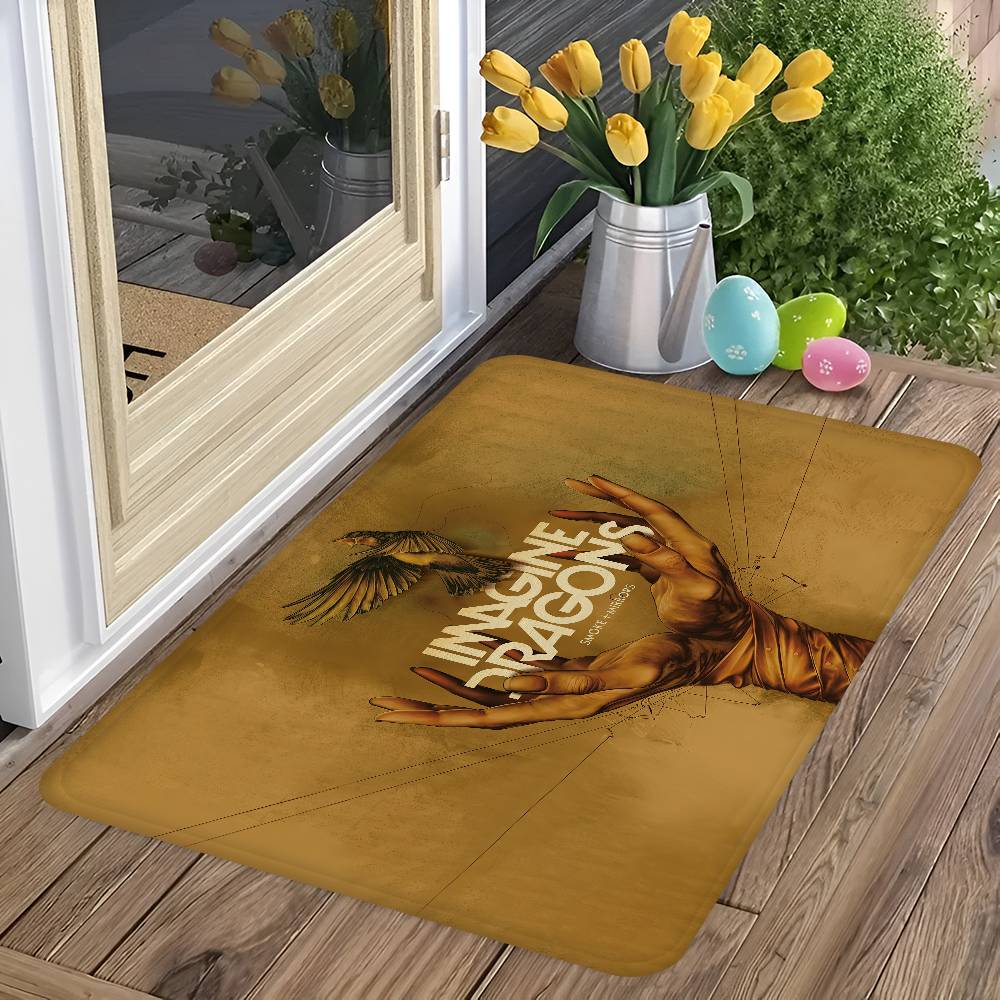 Pop Rock Band I-Imagine D-Dragons Entrance Door Mat Washable Non-Slip Living Room Sofa Chairs Area Mat Kitchen Welcome Doormat