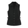 TAOP&ZA Women's Summer Neutral Waist-Hugging Single-Breasted Vest Top