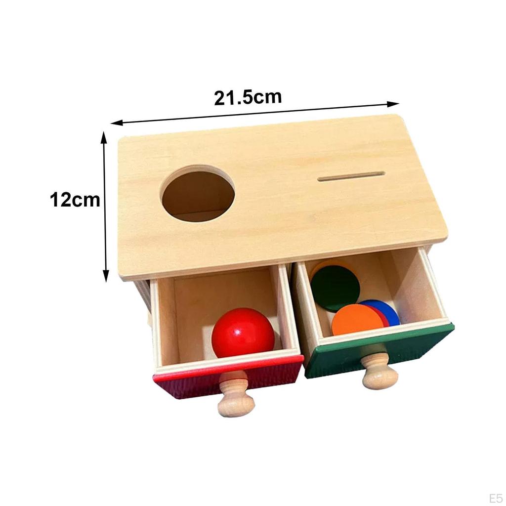 Natural Wood Object Permanence Box for Infant Development