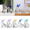 Crystal Rabbit Figurines Glass Animal Statue Ornament Garden Yard Collectibles Gift for Home Office Desktop Decoration