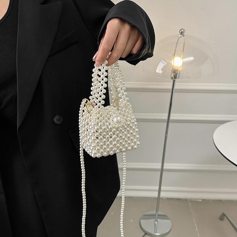 Нежная жемчужная цепочка женская сумка новая нишевая универсальная сумка-мессенджер мини плетеная бисерная сумочка