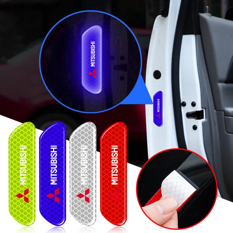 4PCS/set Car Reflective Strips Warning Stickers Car Styling for Mitsubishi Outlander Lancer 10 ASX L200 Pajero RALLIART Eclipse