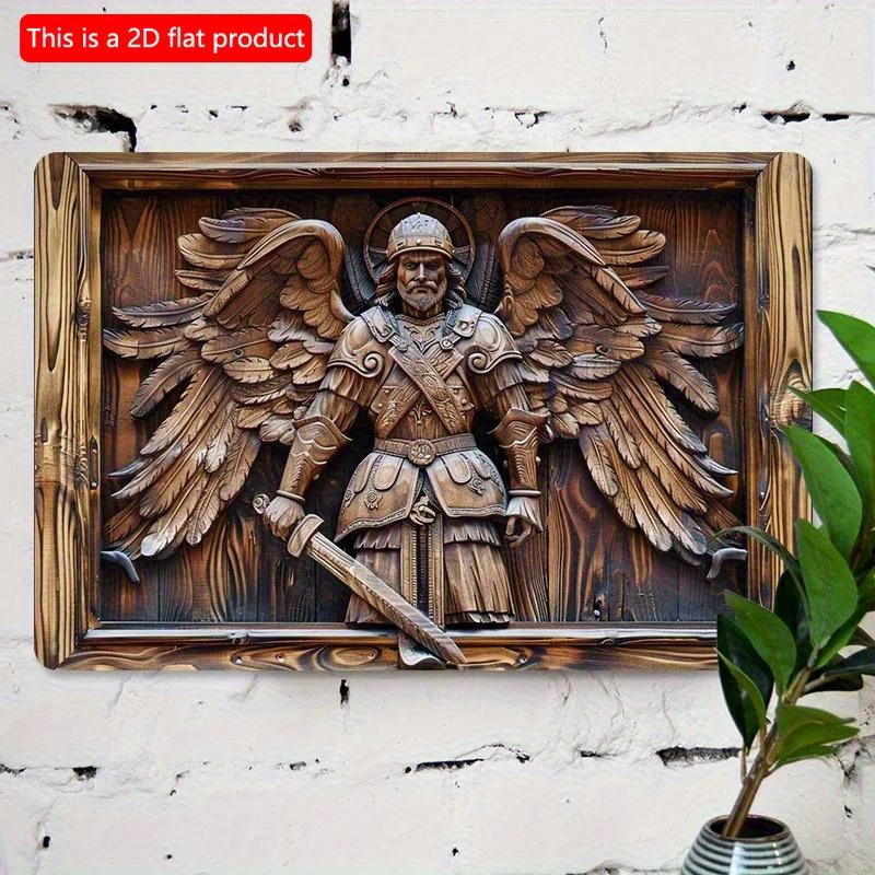 2D плоский деревянный знак 30*20 см винтажный воин ангел деревянный декоративный знак, деревенское деревянное искусство для декора дома и гаража, идеально подходит для баров, кафе, гостиной