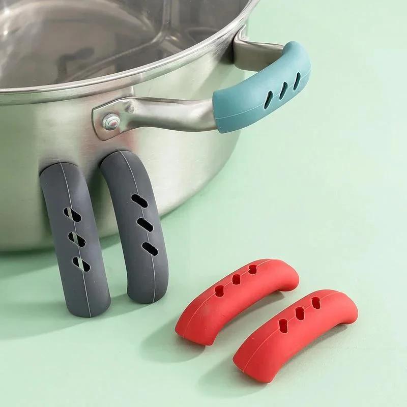 2Pc Silicone Pan Handle Cover Heat Insulation Covers Pot Ear Clip Steamer Casserole PanHandle Holder Non-slip Kitchen Tools