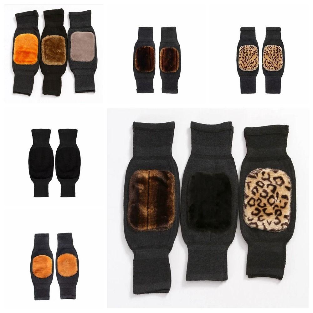 2pcs Double Thick Cashmere Knee Pads Black Winter Warm Leg Warmers Cold