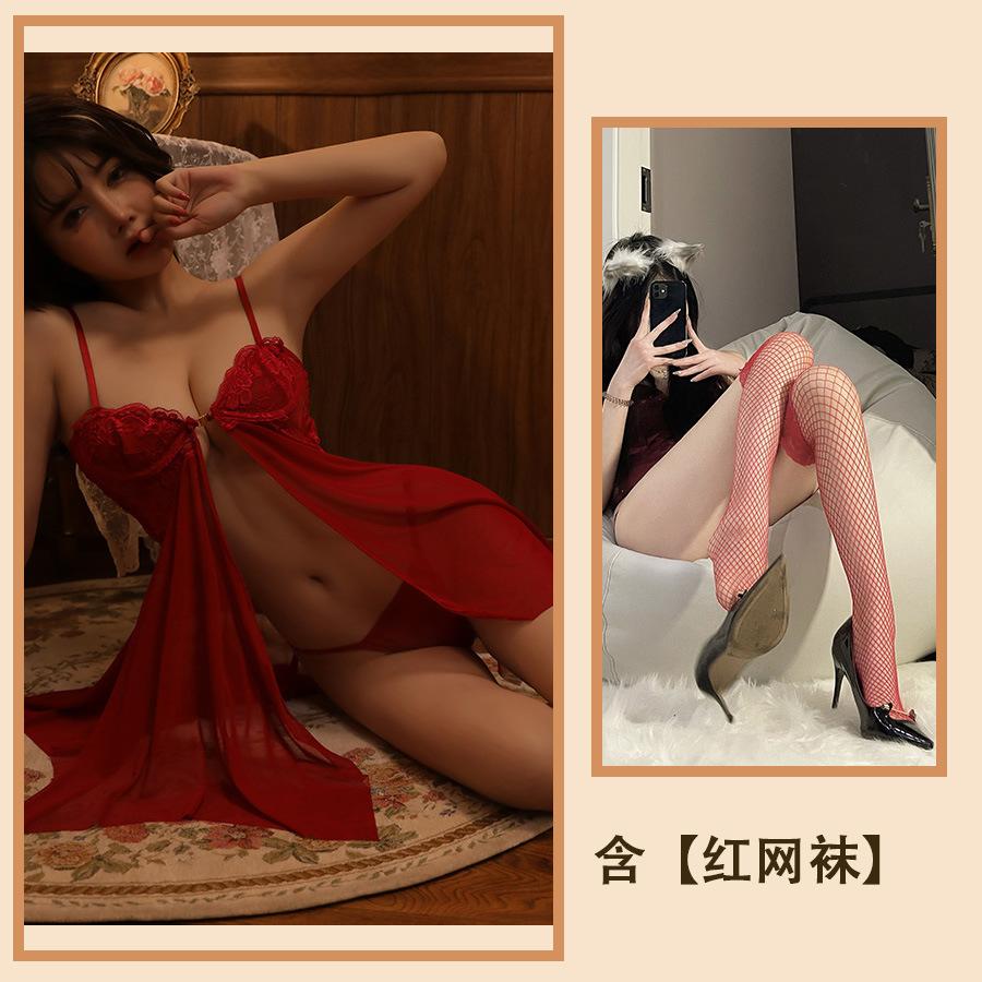 Эротическое нижнее белье, Маленький стальной поднос для груди, Подтяжки для сбора, Сексуальная сетчатая ночная рубашка, Соблазнение, Страсть, Сексуальный пижамный комплект